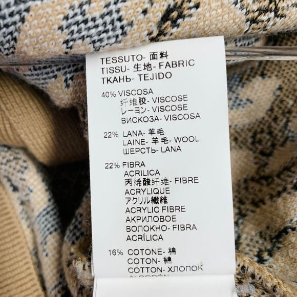 M Khaki Black White Viscose Blend Distressed Oversized Mixed Patterns Cardigan - Picture 13 of 16